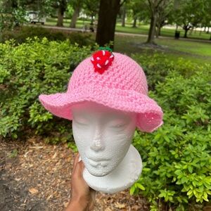 Crochet Strawberry Bucket Hat